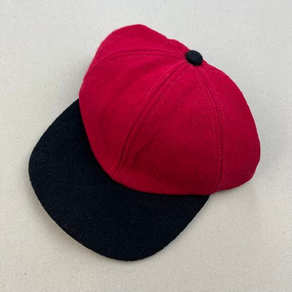 Vintage Red Hat Cap 7-1/8 Black Wool Stretch Blank 6 Panel Skater Adjustable 90s - Picture 1 of 5